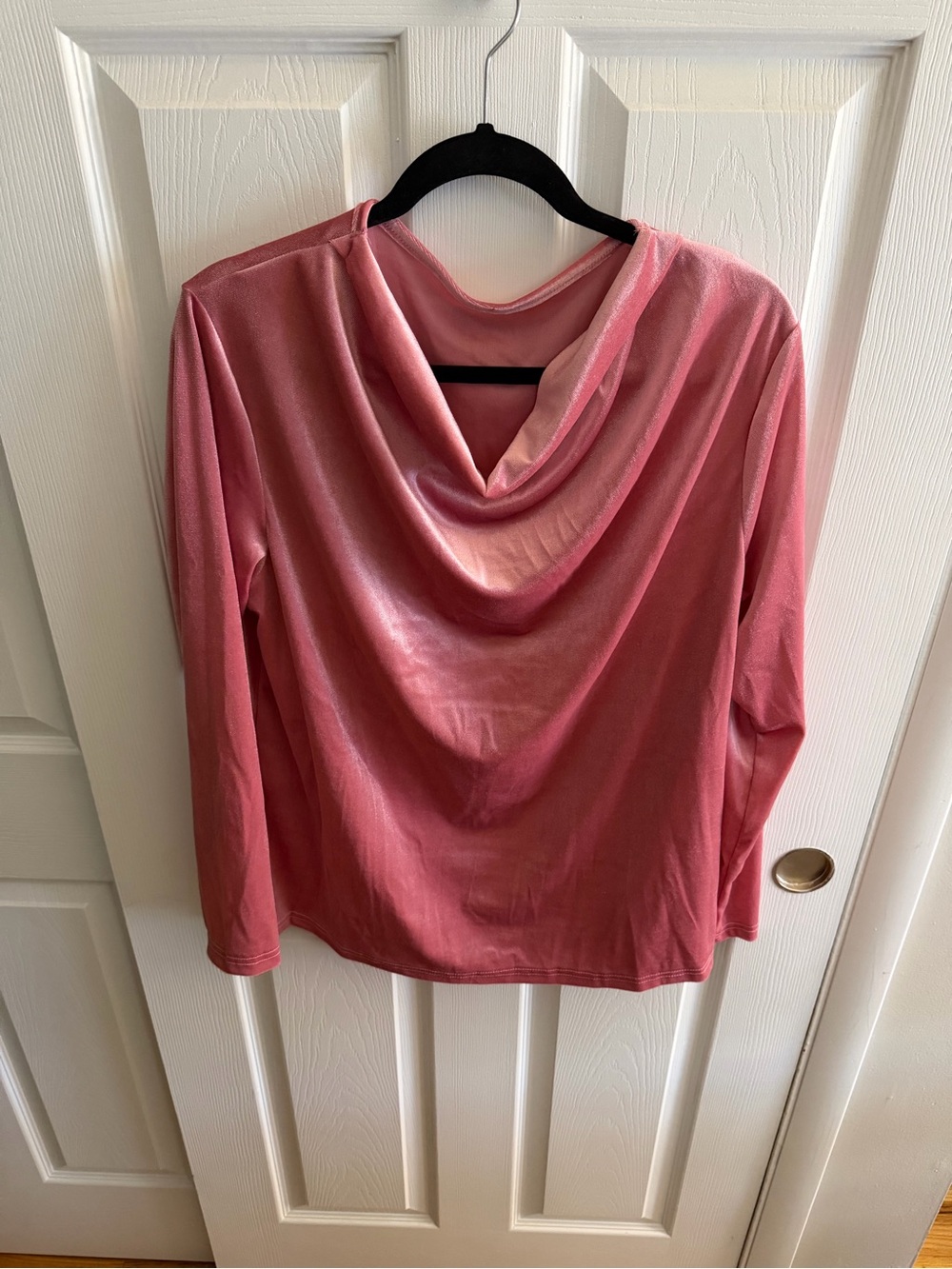 Velour Cowl Neck Sweater in Rose Pink